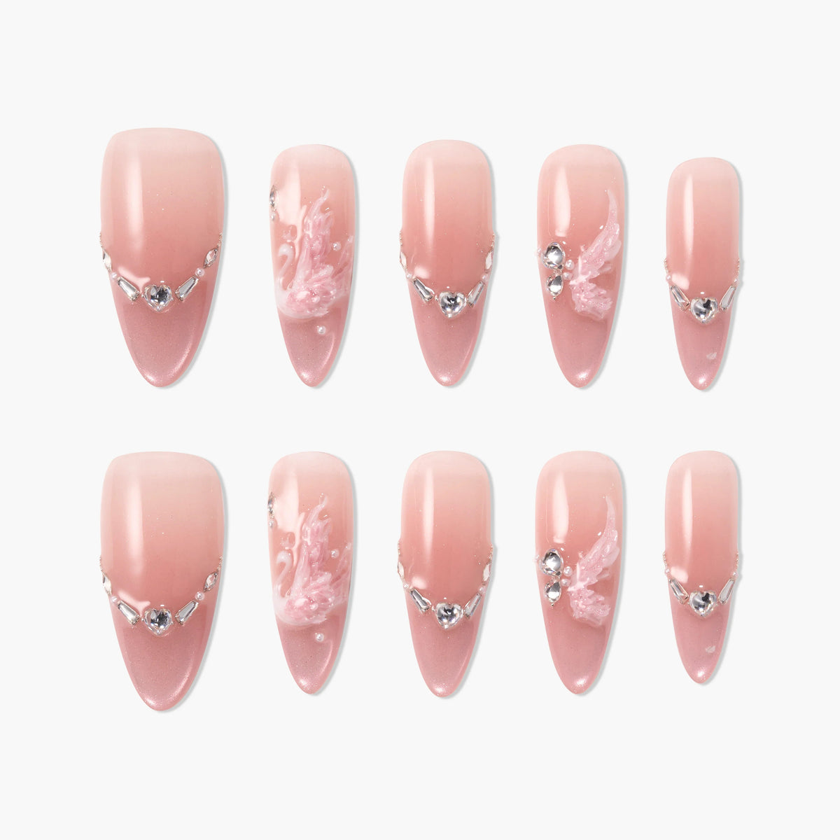 Blush Swan Reusable Press On Nails