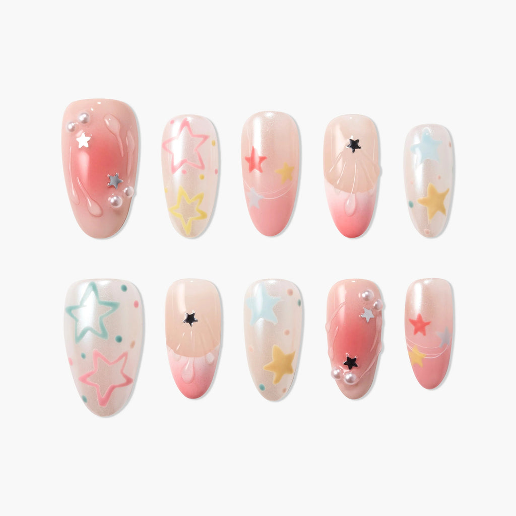 Sweet Starfall Reusable Press On Nails