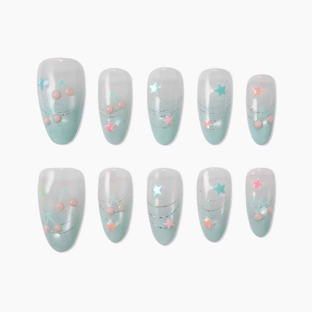 Star Mint Drift Reusable Press On Nails