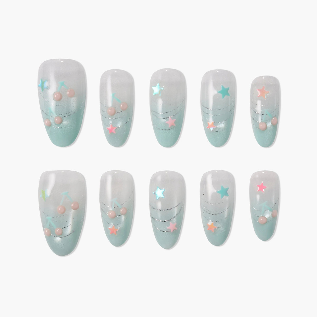 Star Mint Drift Reusable Press On Nails