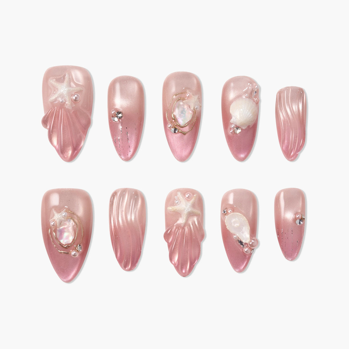 Seashell Blush (Almond) Reusable Press On Nails