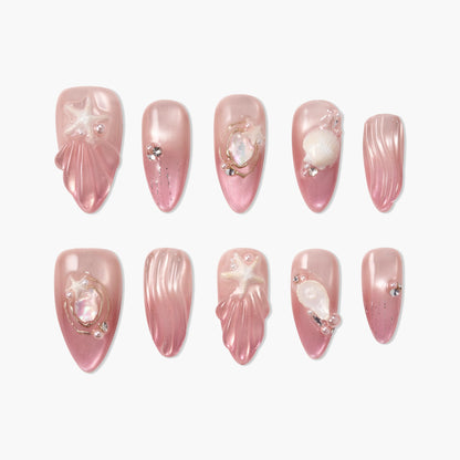 Seashell Blush (Almond) Reusable Press On Nails