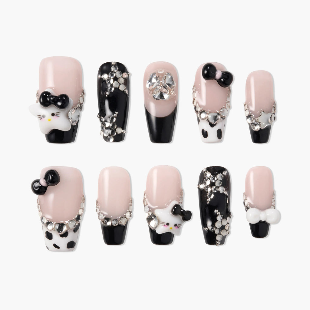 Midnight Starlet Reusable Press On Nails