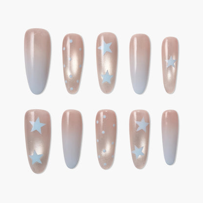 Milky Stardust Reusable Press On Nails