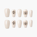 Ivory Vintage Gem (Short) Reusable Press On Nails