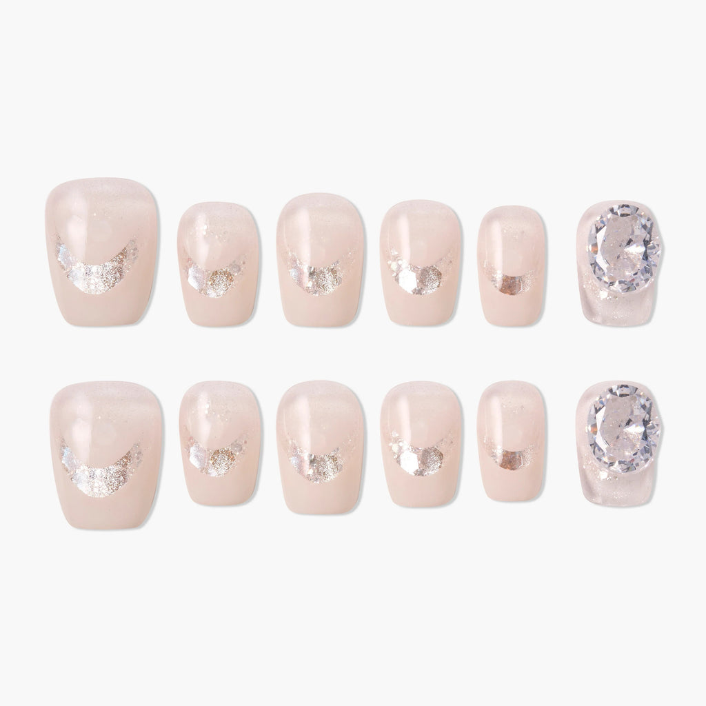 Moonlit Crystal Reusable Press On Nails
