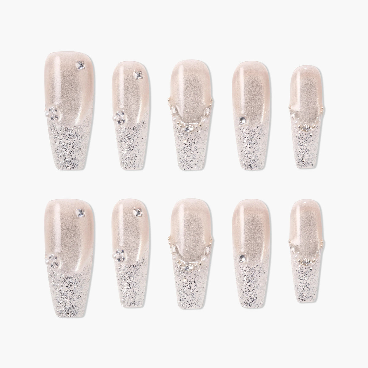 Frosted Halo (Coffin) Reusable Press On Nails
