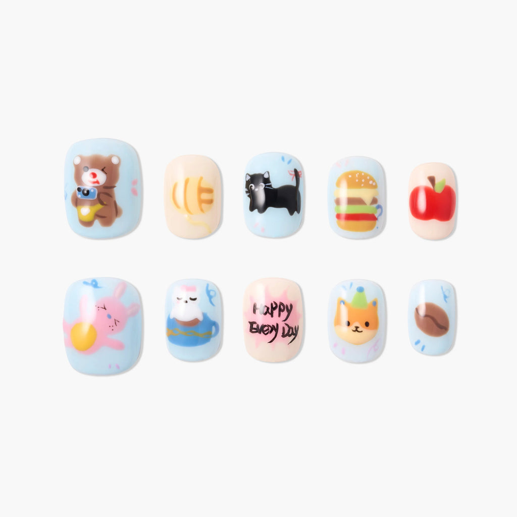 Happy Doodles Reusable Press On Nails