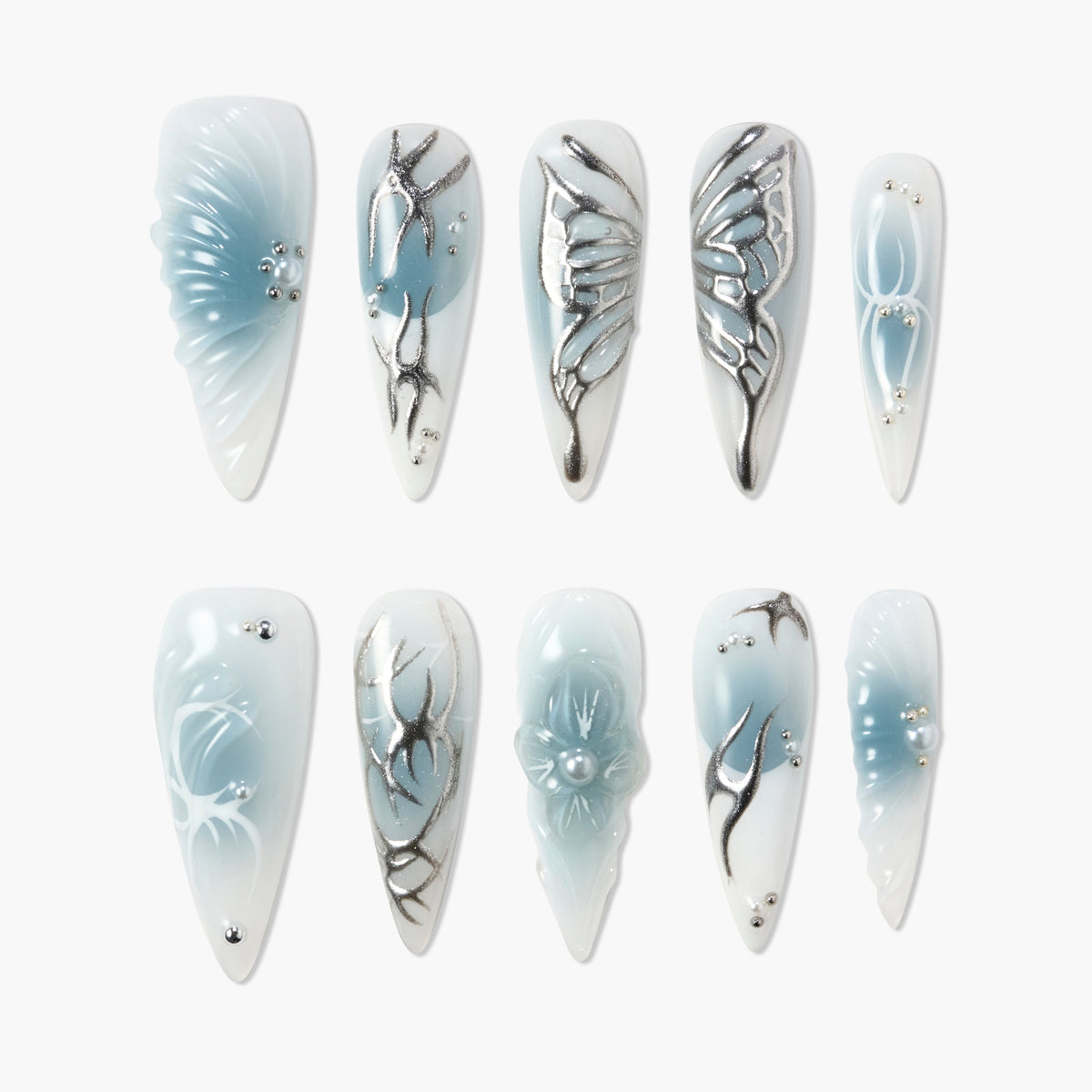 Dancing Wings (Stiletto) Reusable Press On Nails