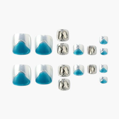 Ocean Chrome Toes Reusable Press On Nails