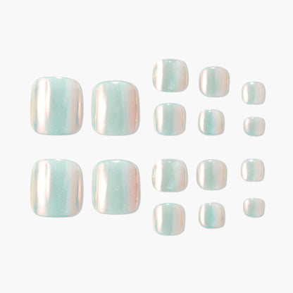 Silver Pearl Toes Reusable Press On Nails