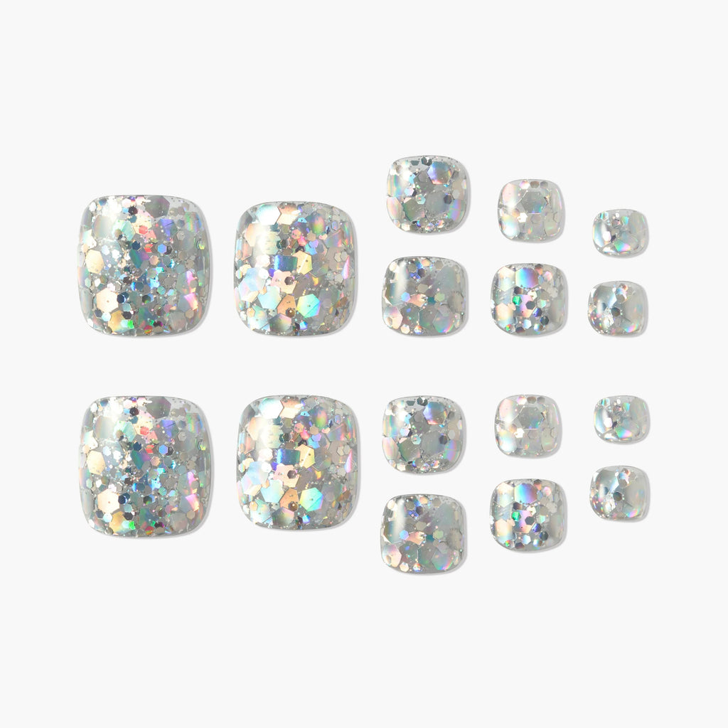 Holographic Sparkle Toes Reusable Press On Nails