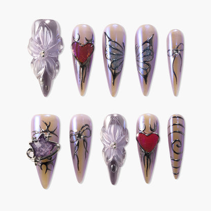 Midnight Heart Spell Reusable Press On Nails