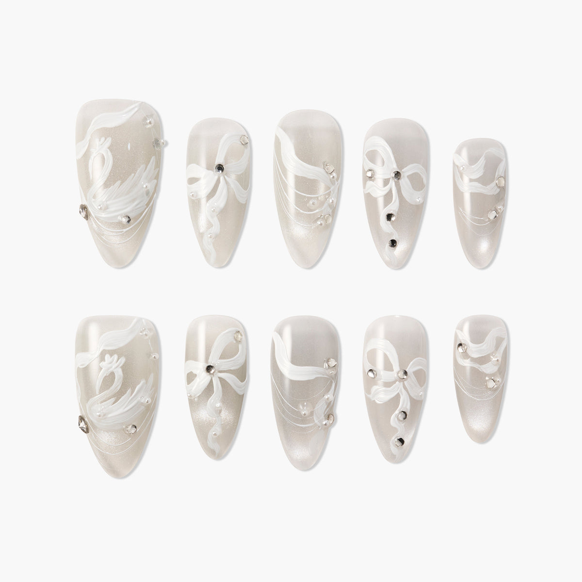 Swan Elegance White Reusable Press On Nails