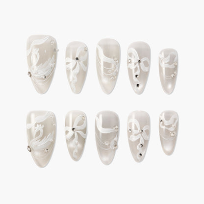 Swan Elegance White Reusable Press On Nails