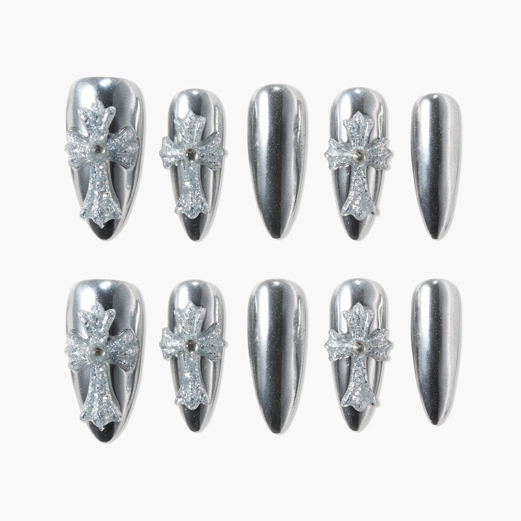 Silver Covenant Reusable Press On Nails