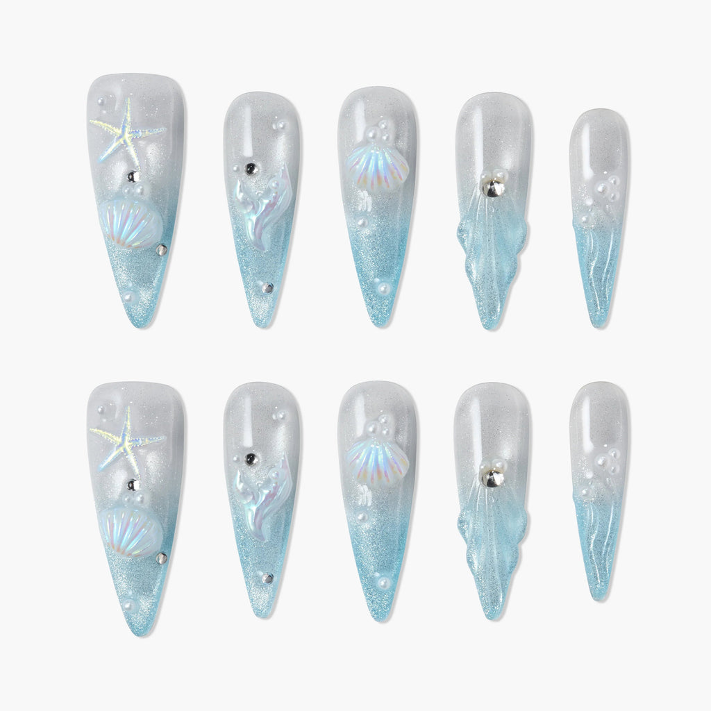 Azure Cove Reusable Press On Nails