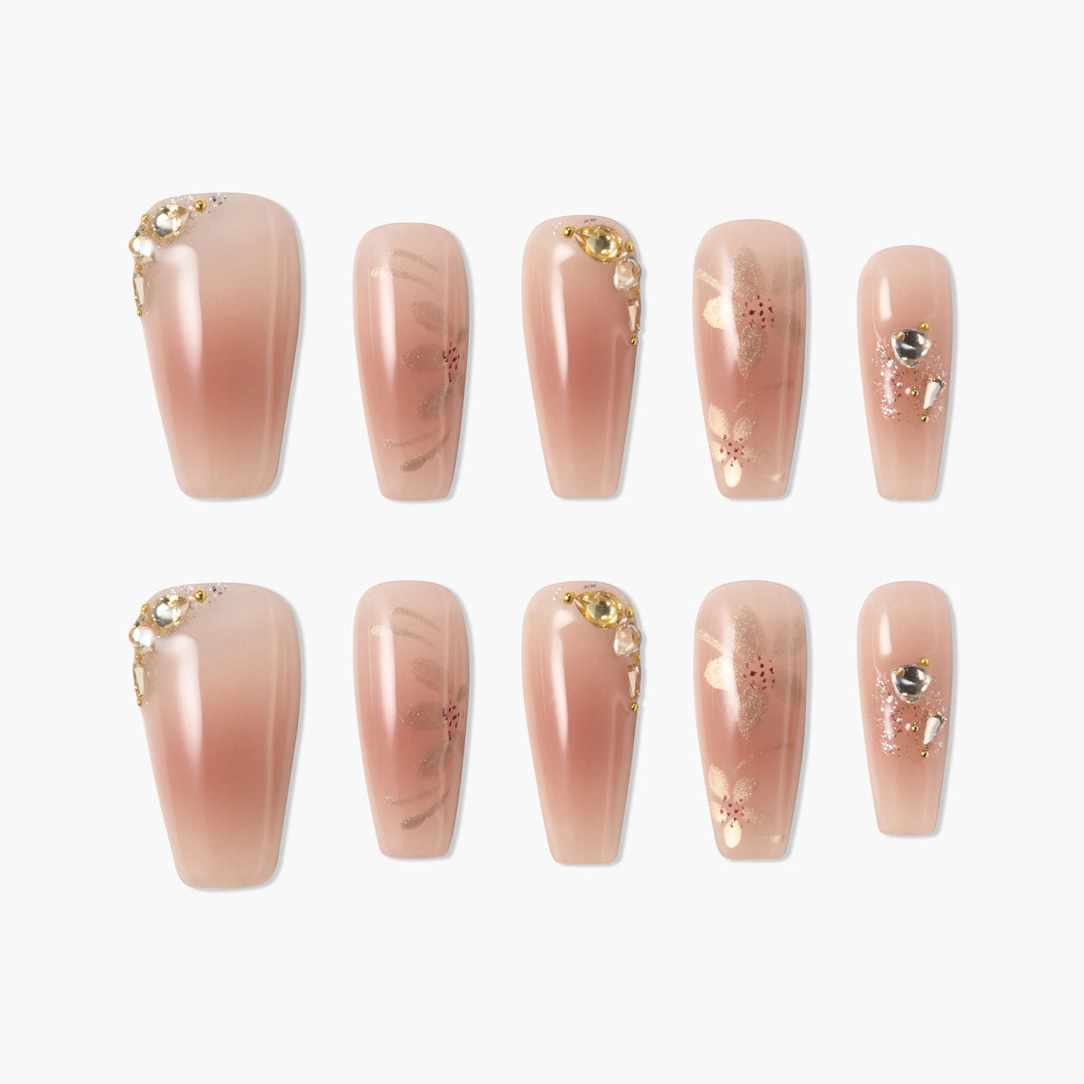 Golden Camellia Reusable Press On Nails