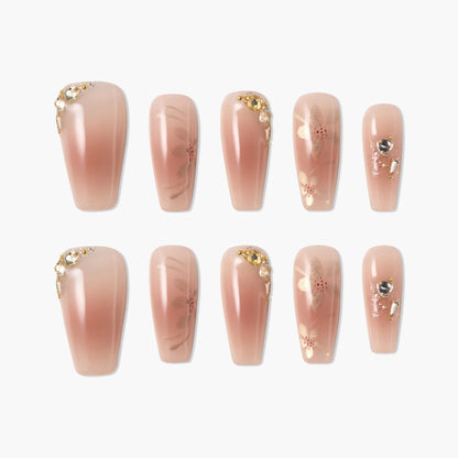 Golden Camellia Reusable Press On Nails