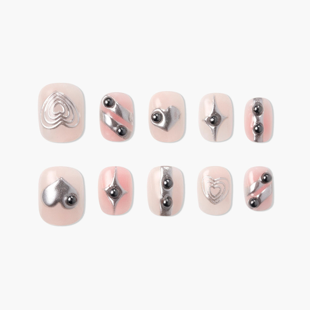 Chrome Heart Pulse Reusable Press On Nails