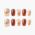 Amber Plaid Veil Reusable Press On Nails