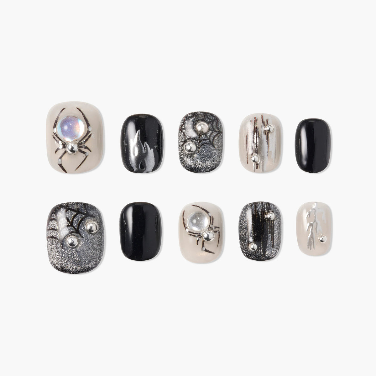 Nocturne Spider Veil (Round) Reusable Press On Nails