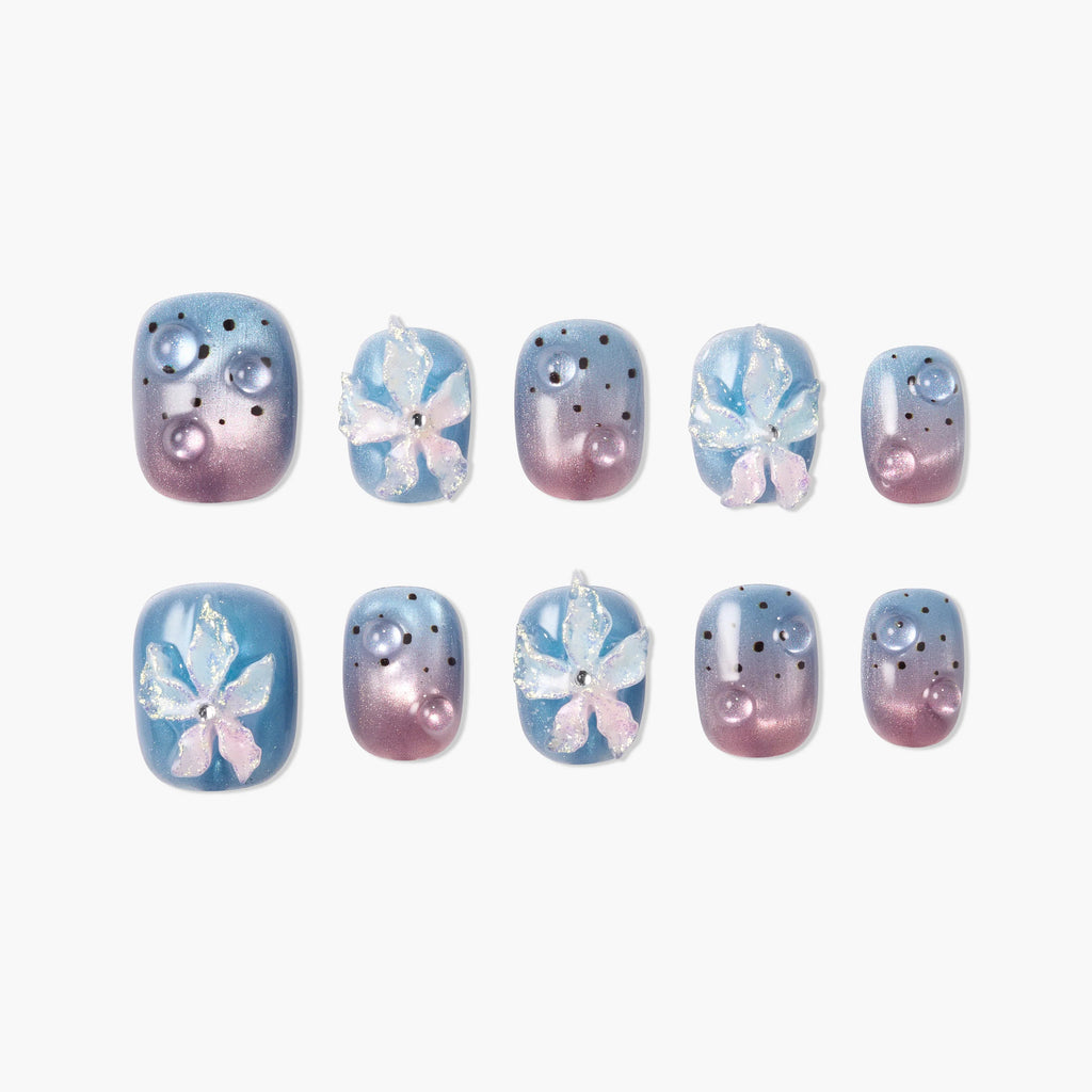 Twilight Bloom Mist Reusable Press On Nails