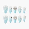 Aqua Pearl Bloom Reusable Press On Nails