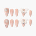 Ivory Bow Crystal Reusable Press On Nails