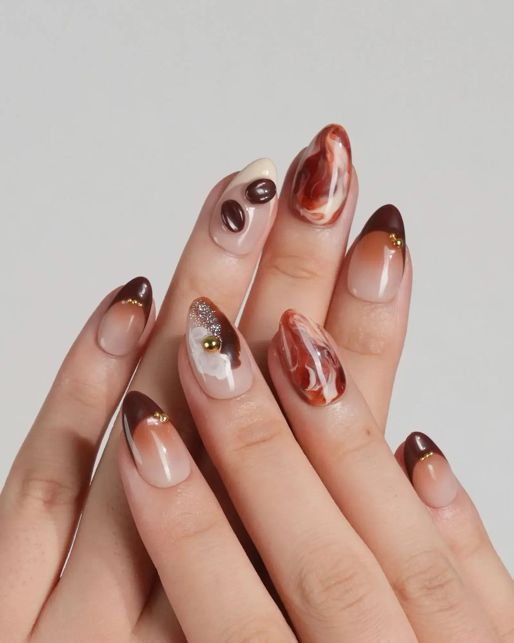 Latte Coffee Reusable Press On Nails
