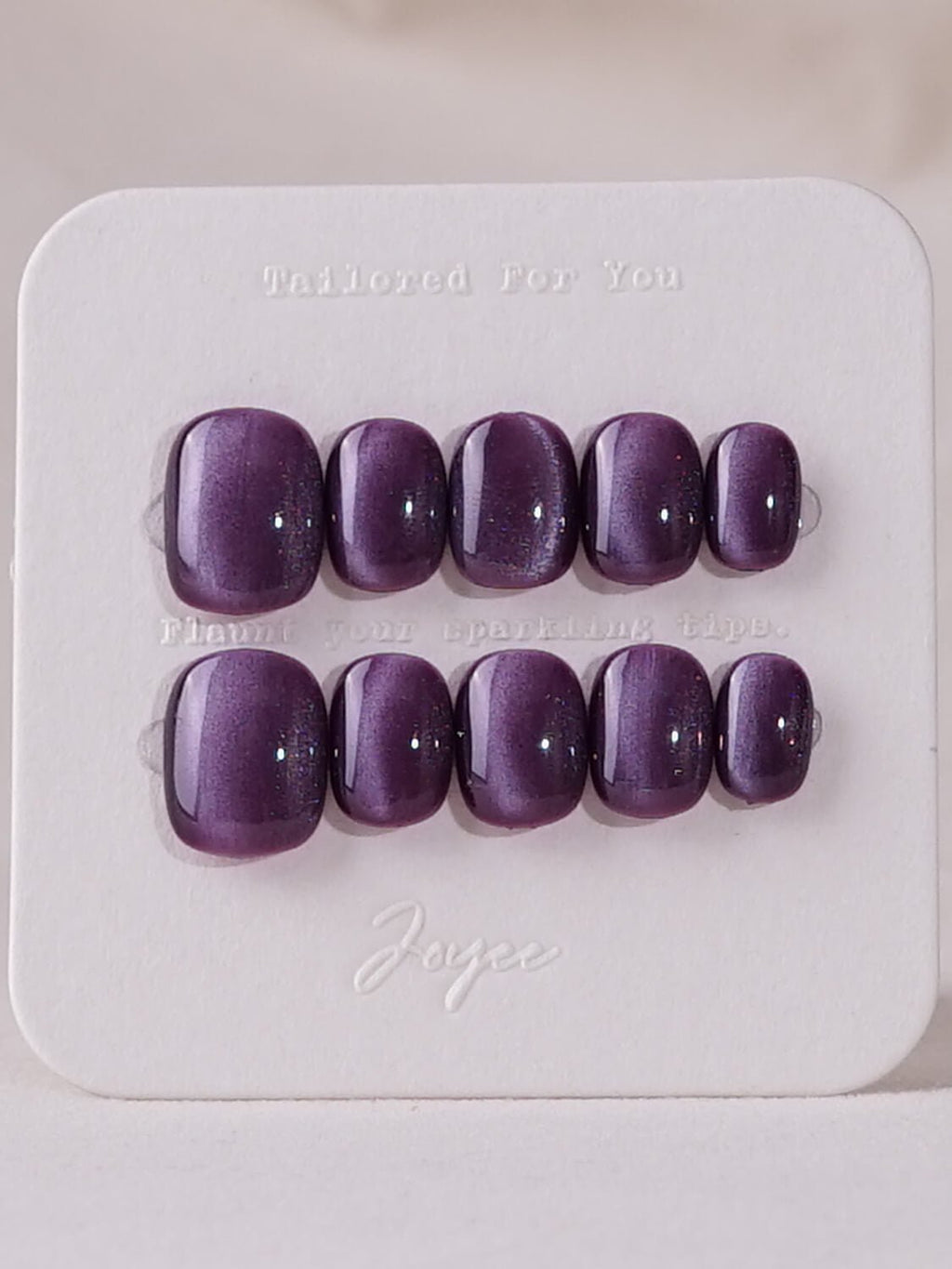 Purple Cat Eye Reusable Press On Nails
