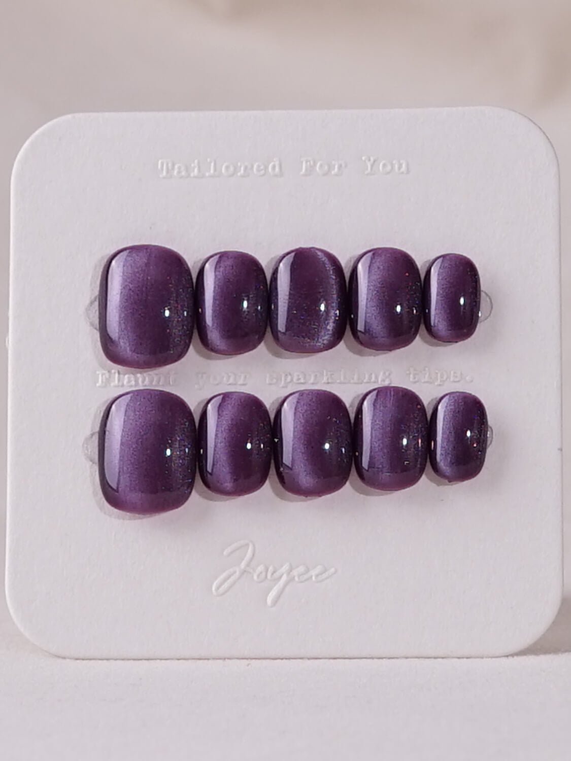Purple Cat Eye Reusable Press On Nails