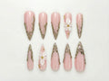 Nude Pink Luxury Press On Nails Blush Floral Nails 3D White Flower Nail Art Elegant Bridal Press Ons Soft Glam Nail Set