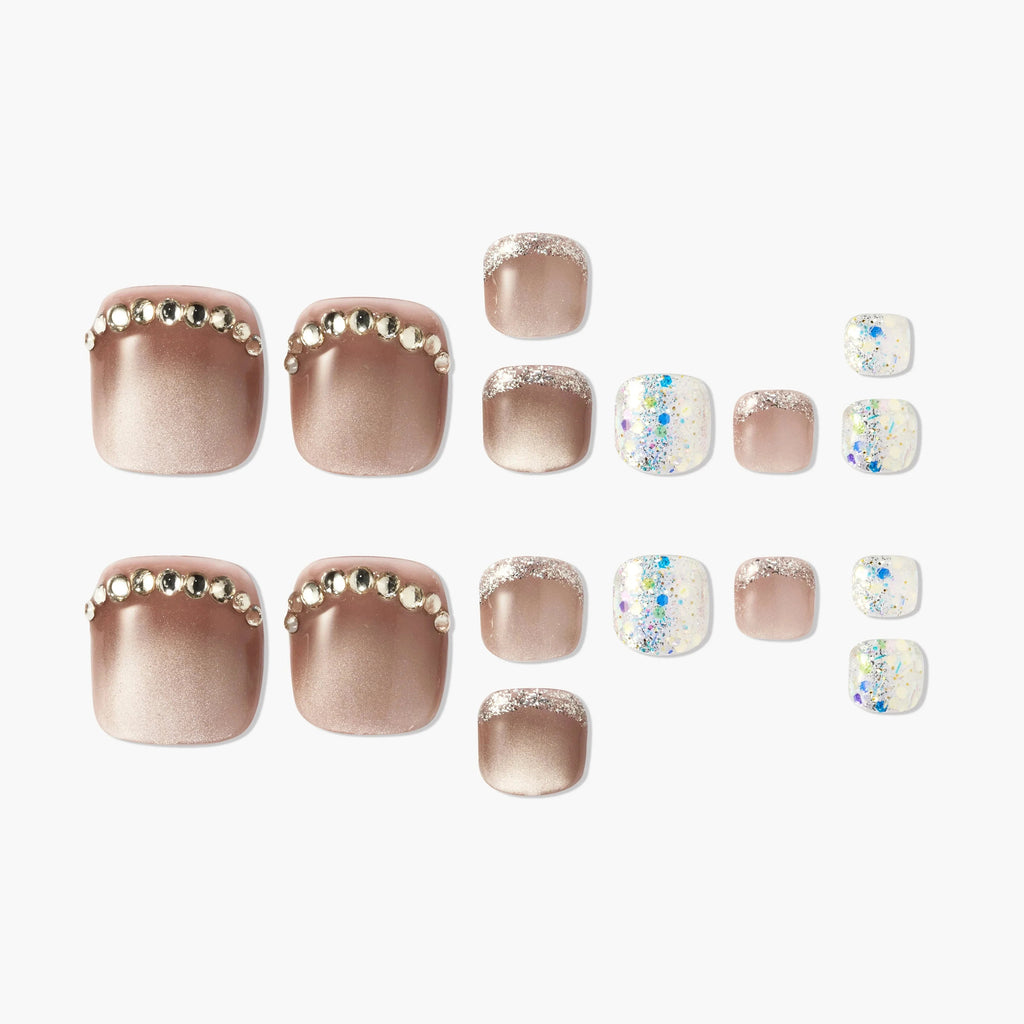 Golden Glow Toes Reusable Press On Nails
