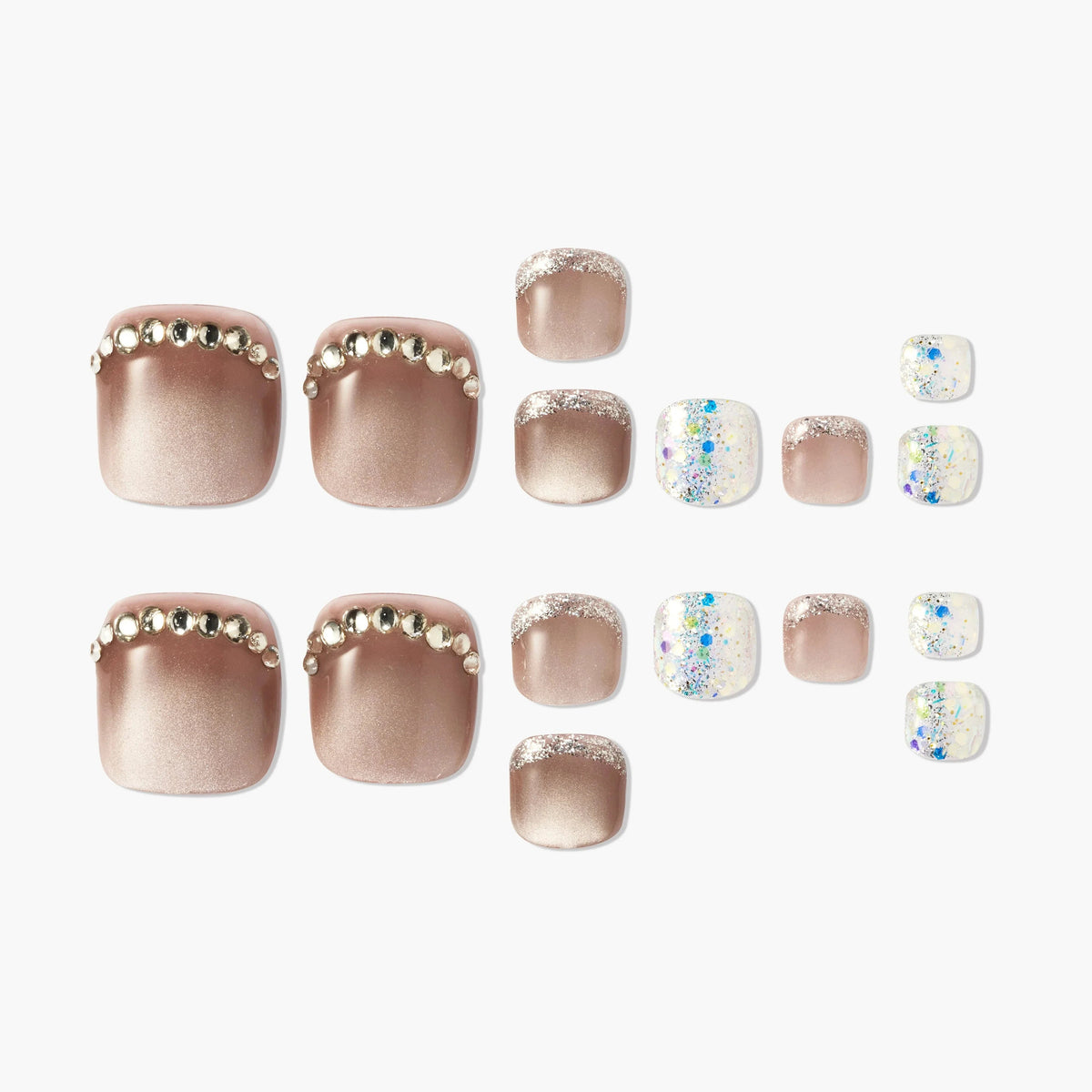 Golden Glow Toes Reusable Press On Nails