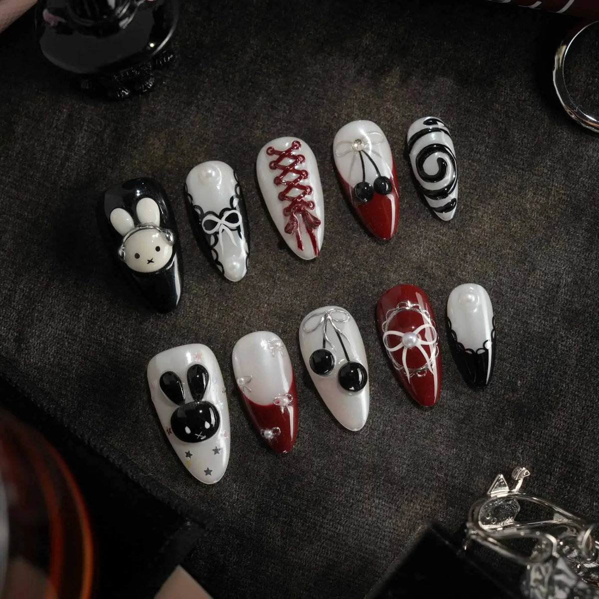 Dark Miffy Reusable Press On Nails