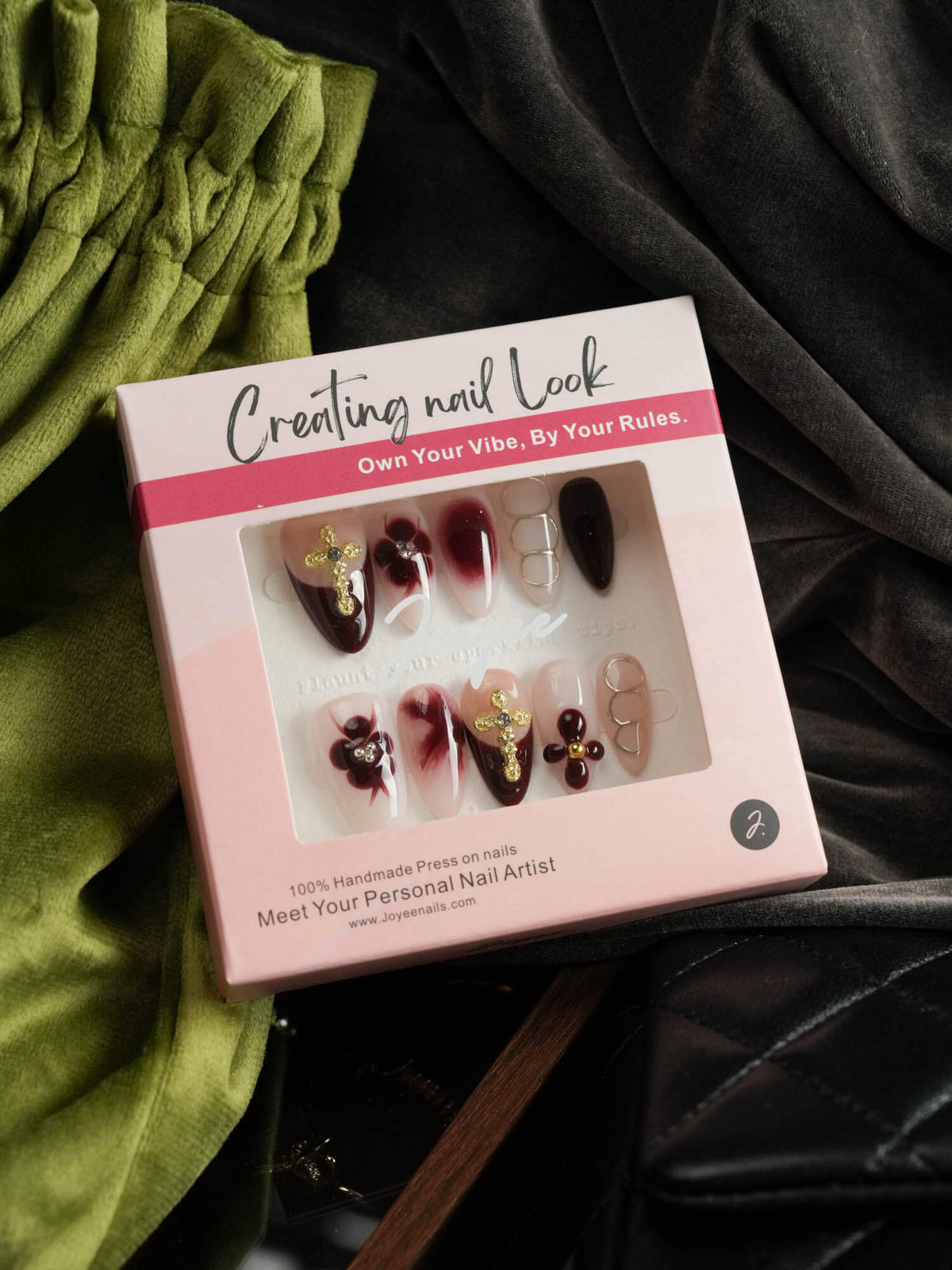 Tip Burgundy Reusable Press On Nails