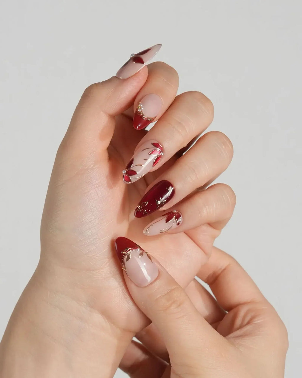 Crimson Petals Reusable Press On Nails