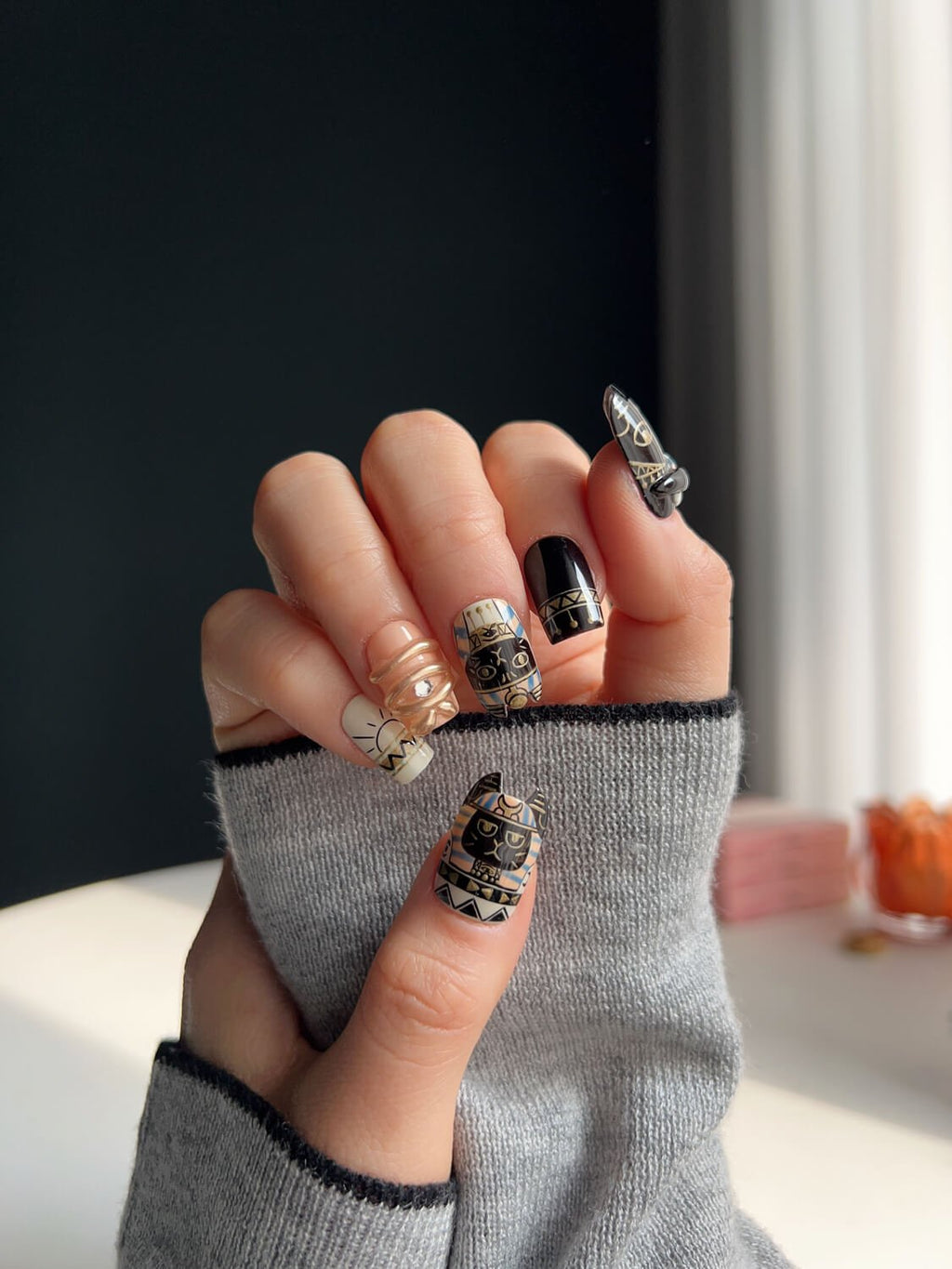 Gayer Anderson Cat Reusable Press On Nails