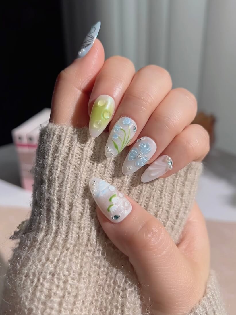 Lotus Breeze Reusable Press On Nails