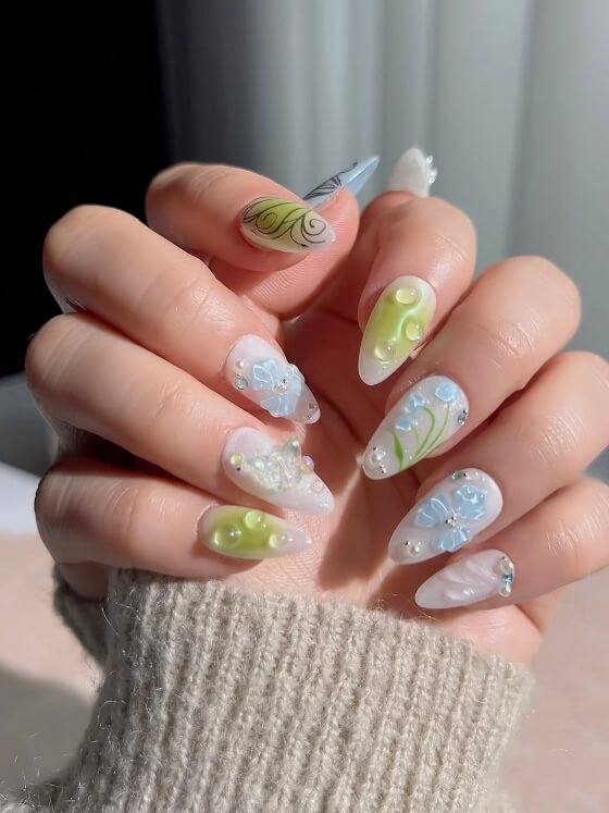Lotus Breeze Reusable Press On Nails