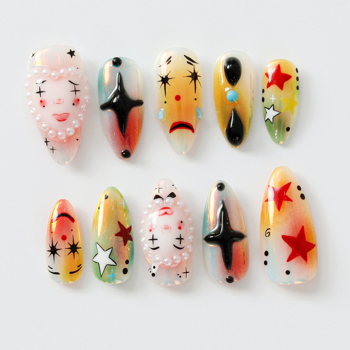 Artistic Clown-Themed by Dory's Picks Bold and Vibrant Carnival-Inspired Design Unique and Artistic Nail Design| Limited Edition OB578HK