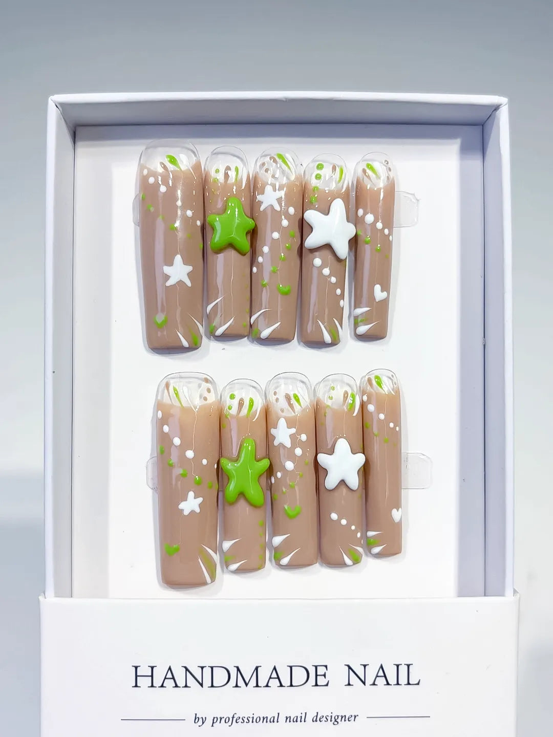 Long Nude White Square Abstract Star Heart