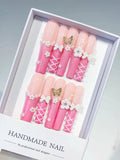 Long Pink White Square Ombre Butterfly Bow