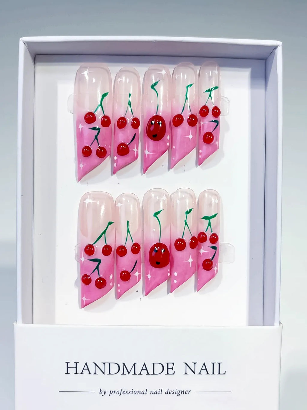 Long Pink Red Square Floral Cherry Face