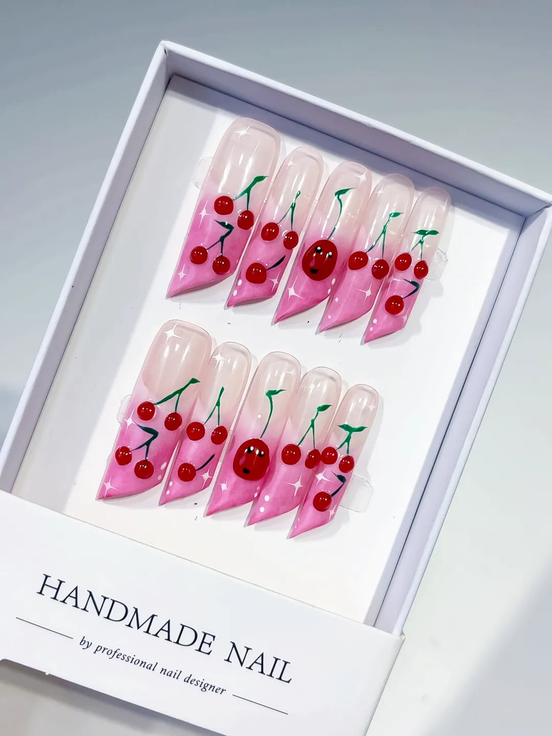Long Pink Red Square Floral Cherry Face