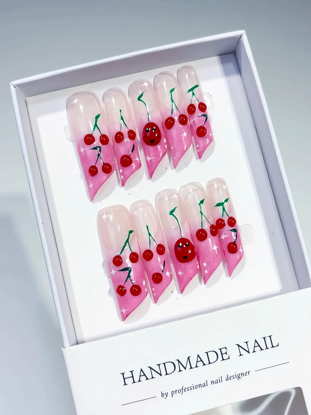 Long Pink Red Square Floral Cherry Face