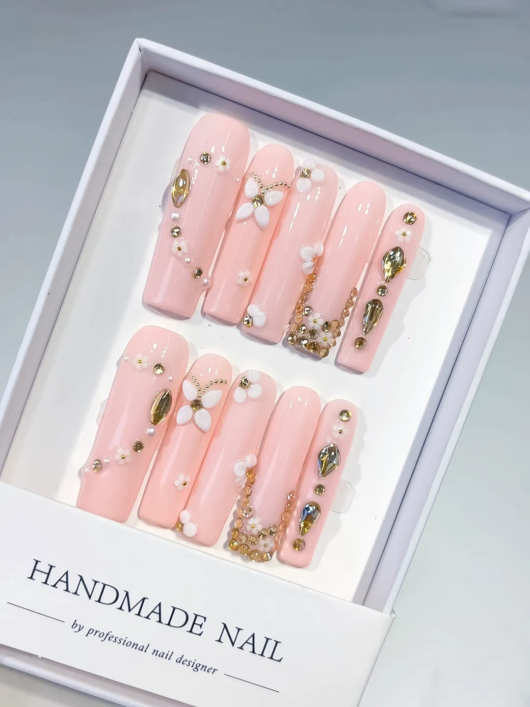 Long Pink Gold Square Solid color Flower Pearl