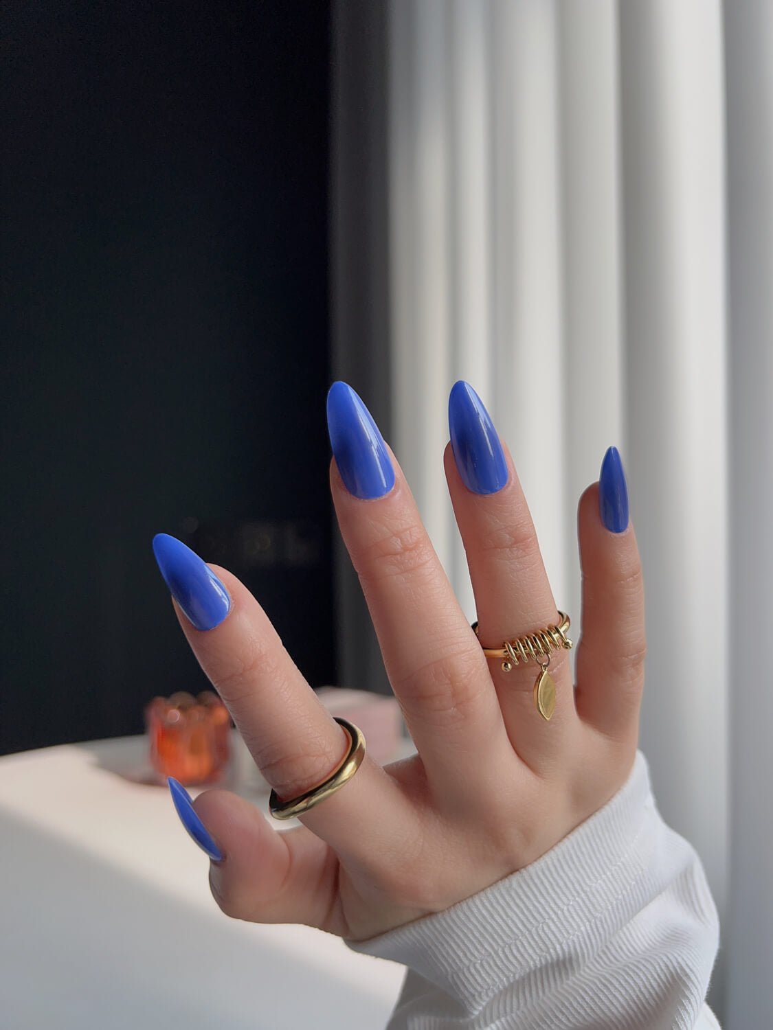 Vintage Blue Reusable Press On Nails
