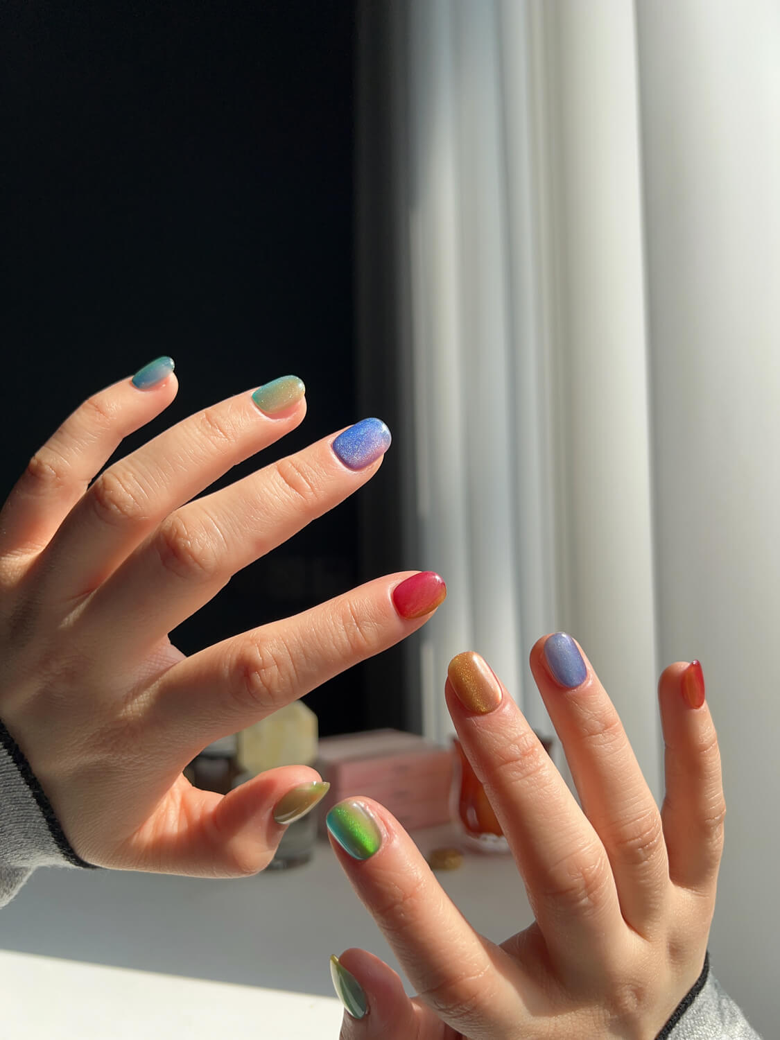 Colored Stone Reusable Press On Nails
